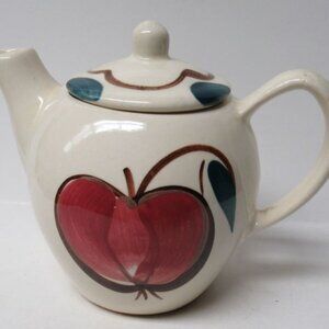 Purinton Pottery Slip Ware FRUITS APPLE and PEAR 5 Cup Teapot with Lid
